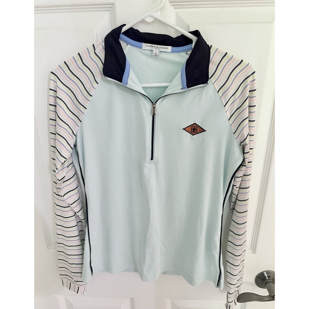 Fairway & Greene Women's S Light Blue Pastel Active Golf 1/4 Zip Pullover